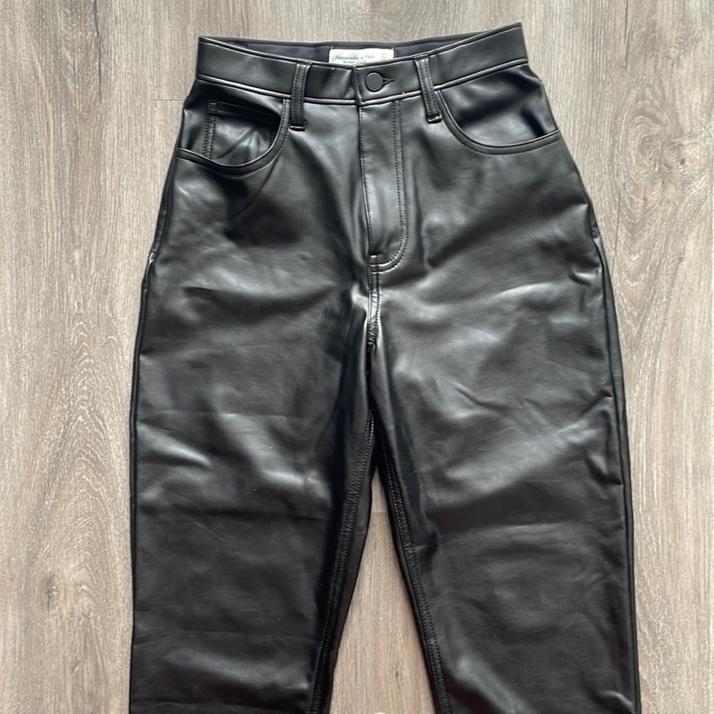 Abercrombie vegan leather ankle straight pants